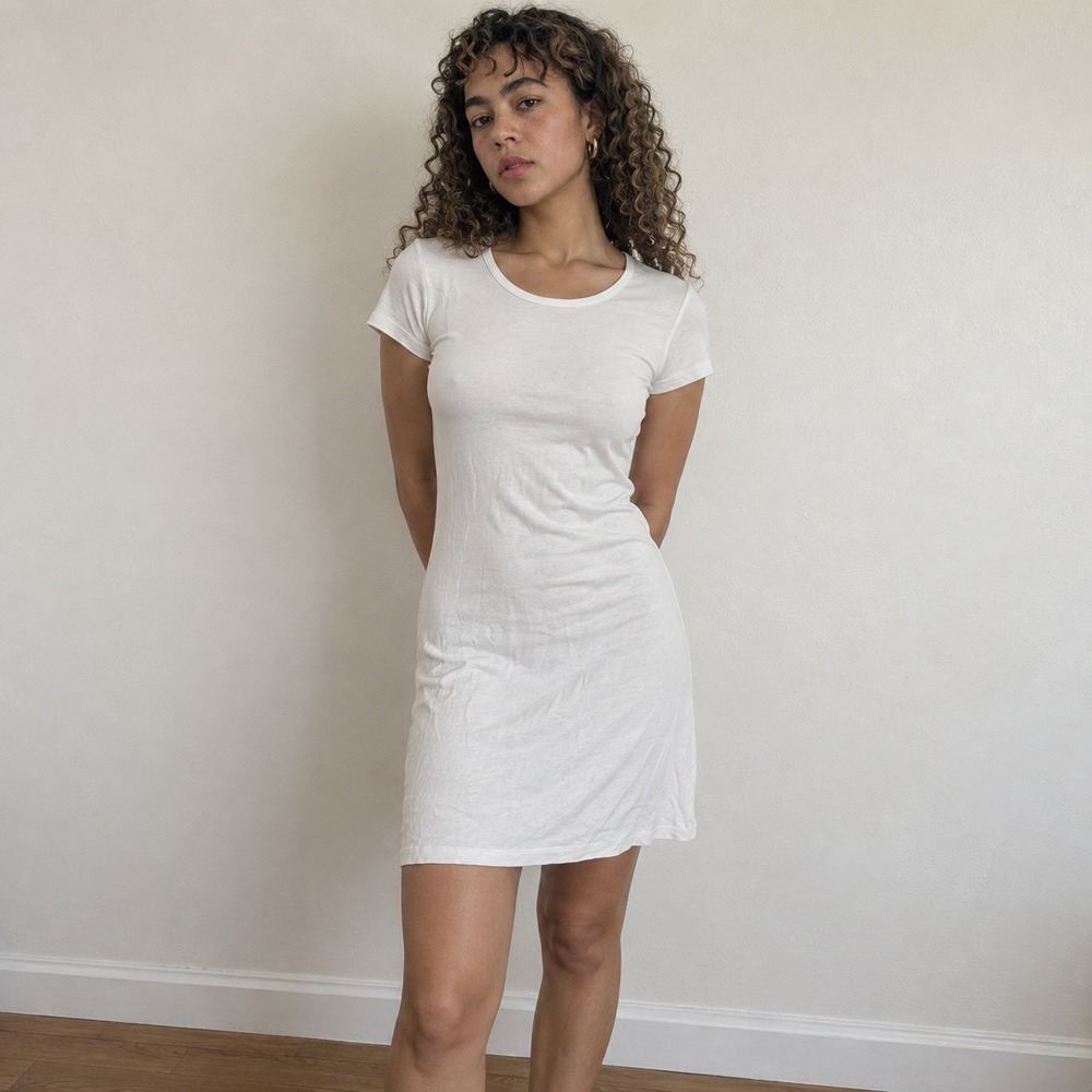 Gil Rodriguez Womens El Tigre Dress Medium White Short Sleeve Mini Bodycon